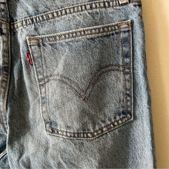 Levi's Premium Wedgie Jeans Medium Wash Fray Hem Button Fly High Waist 26 - Picture 10 of 15